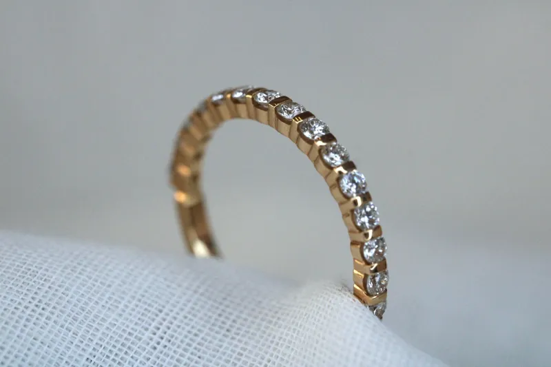 Alliance demi-clos - Or rose 18K & diamants