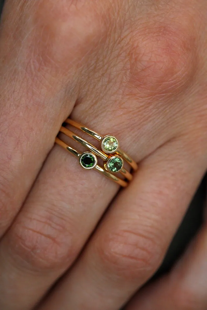 Bague en or jaune 18K & Tourmaline verte