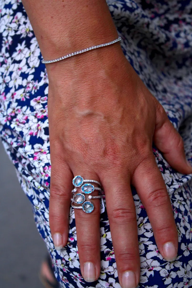 Bague en or blanc 18k - Aigue-marine & diamants