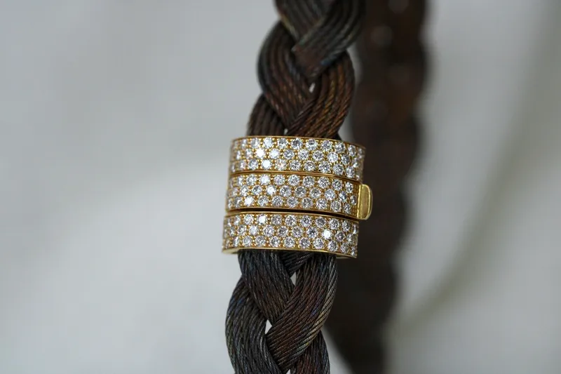 Bracelet homme - acier essence - or jaune 18K & diamants