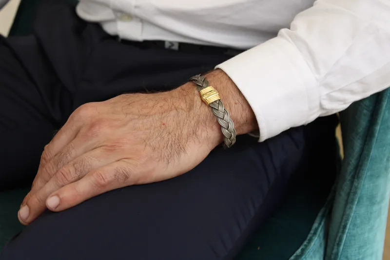 Bracelet homme - acier gris & or jaune 18K