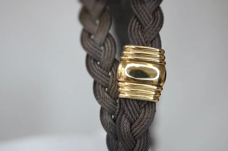 Bracelet homme - acier marron double & or jaune 18K