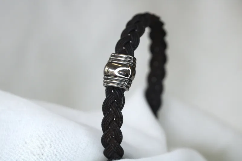 Bracelet homme - acier noir & or blanc 18K