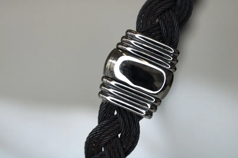 Bracelet homme - acier noir & or blanc 18K