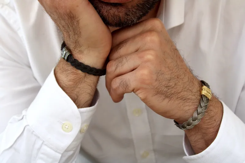 Bracelet homme - acier & or 18K